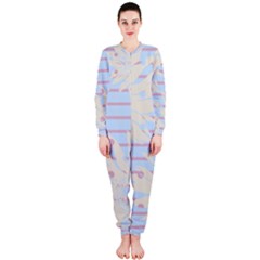 Flower Floral Sunflower Line Horizontal Pink White Blue Onepiece Jumpsuit (ladies)  by Mariart