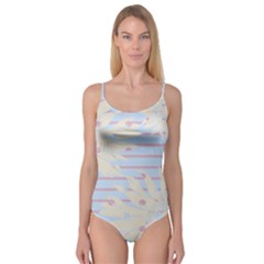 Flower Floral Sunflower Line Horizontal Pink White Blue Camisole Leotard  by Mariart