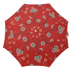 Dandelions Red Butterfly Flower Floral Straight Umbrellas by Mariart