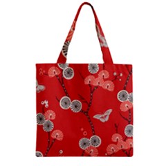 Dandelions Red Butterfly Flower Floral Zipper Grocery Tote Bag by Mariart