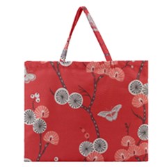 Dandelions Red Butterfly Flower Floral Zipper Large Tote Bag by Mariart