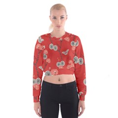 Dandelions Red Butterfly Flower Floral Cropped Sweatshirt by Mariart