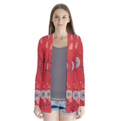 Dandelions Red Butterfly Flower Floral Cardigans by Mariart