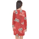 Dandelions Red Butterfly Flower Floral Long Sleeve Chiffon Shift Dress  View2