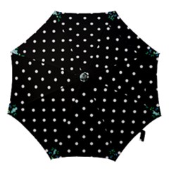 Flower Frame Floral Polkadot White Black Hook Handle Umbrellas (small) by Mariart