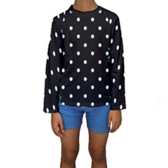 Flower Frame Floral Polkadot White Black Kids  Long Sleeve Swimwear by Mariart