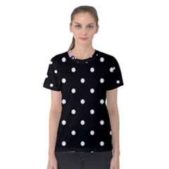 Flower Frame Floral Polkadot White Black Women s Cotton Tee