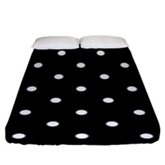 Flower Frame Floral Polkadot White Black Fitted Sheet (king Size)