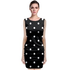 Flower Frame Floral Polkadot White Black Classic Sleeveless Midi Dress by Mariart