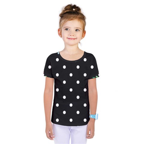 Flower Frame Floral Polkadot White Black Kids  One Piece Tee by Mariart