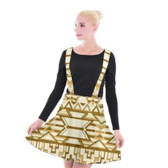 Geometric Seamless Aztec Gold Suspender Skater Skirt by Mariart