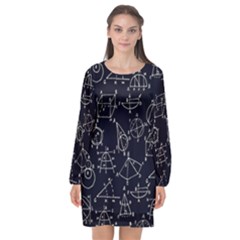 Geometry Geometry Formula Long Sleeve Chiffon Shift Dress  by Mariart