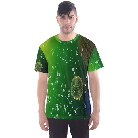 Geometric Shapes Letters Cubes Green Blue Men s Sport Mesh Tee by Mariart