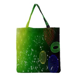 Geometric Shapes Letters Cubes Green Blue Grocery Tote Bag by Mariart