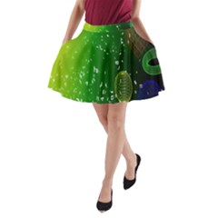 Geometric Shapes Letters Cubes Green Blue A-line Pocket Skirt by Mariart