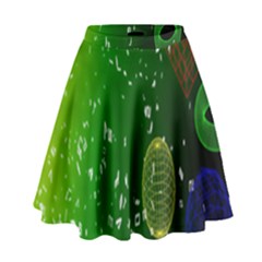 Geometric Shapes Letters Cubes Green Blue High Waist Skirt by Mariart