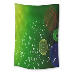 Geometric Shapes Letters Cubes Green Blue Large Tapestry by Mariart