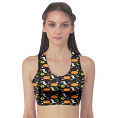 Ghost Pumkin Craft Halloween Hearts Sports Bra by Mariart