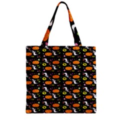 Ghost Pumkin Craft Halloween Hearts Zipper Grocery Tote Bag by Mariart