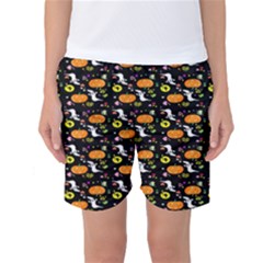 Ghost Pumkin Craft Halloween Hearts Women s Basketball Shorts by Mariart