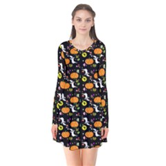 Ghost Pumkin Craft Halloween Hearts Flare Dress by Mariart