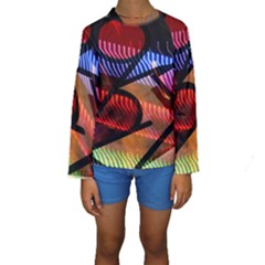 Graphic Shapes Experimental Rainbow Color Kids  Long Sleeve Swimwear by Mariart