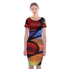 Graphic Shapes Experimental Rainbow Color Classic Short Sleeve Midi Dress by Mariart