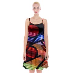 Graphic Shapes Experimental Rainbow Color Spaghetti Strap Velvet Dress by Mariart