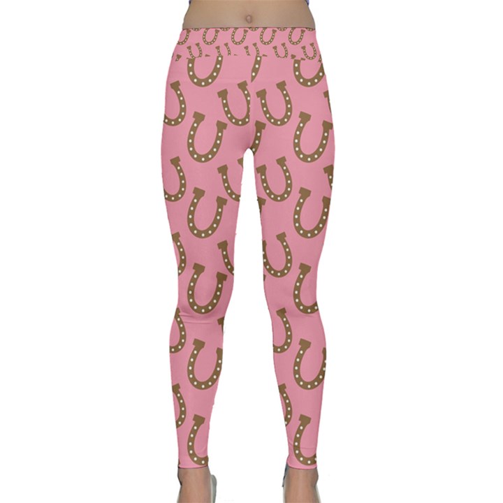 Horse Shoes Iron Pink Brown Classic Yoga Leggings