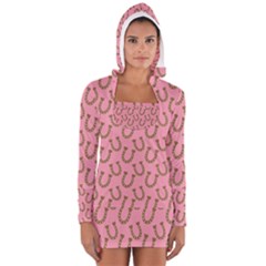 Horse Shoes Iron Pink Brown Women s Long Sleeve Hooded T-shirt by Mariart