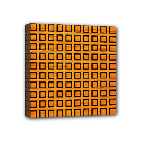 Halloween Squares Plaid Orange Mini Canvas 4  X 4  by Mariart