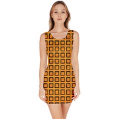 Halloween Squares Plaid Orange Sleeveless Bodycon Dress by Mariart