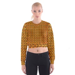 Halloween Squares Plaid Orange Cropped Sweatshirt by Mariart