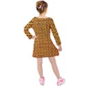 Halloween Squares Plaid Orange Kids  Long Sleeve Velvet Dress View2