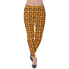 Halloween Squares Plaid Orange Velvet Leggings by Mariart