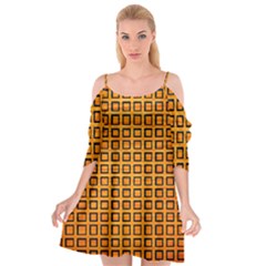 Halloween Squares Plaid Orange Cutout Spaghetti Strap Chiffon Dress