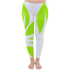 Leaf Green White Classic Winter Leggings by Mariart