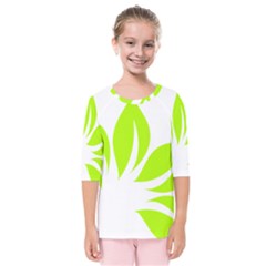 Leaf Green White Kids  Quarter Sleeve Raglan Tee