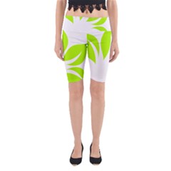 Leaf Green White Yoga Cropped Leggings by Mariart