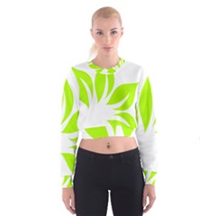 Leaf Green White Cropped Sweatshirt by Mariart