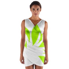 Leaf Green White Wrap Front Bodycon Dress by Mariart