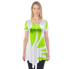 Leaf Green White Short Sleeve Tunic 