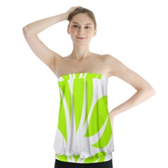 Leaf Green White Strapless Top by Mariart