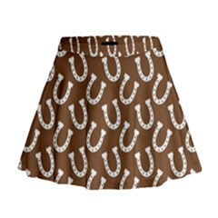 Horse Shoes Iron White Brown Mini Flare Skirt by Mariart