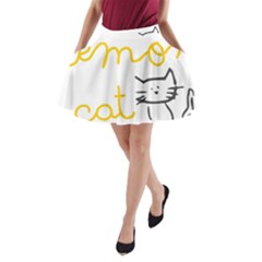 Lemon Animals Cat Orange A-line Pocket Skirt by Mariart