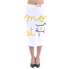 Lemon Animals Cat Orange Velvet Midi Pencil Skirt by Mariart