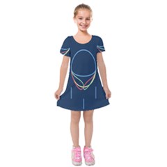 Line Light Blue Green Red Yellow Kids  Short Sleeve Velvet Dress