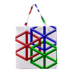 Impossible Cubes Red Green Blue Grocery Tote Bag by Mariart