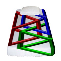 Impossible Cubes Red Green Blue Fitted Sheet (single Size) by Mariart