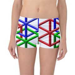 Impossible Cubes Red Green Blue Boyleg Bikini Bottoms by Mariart